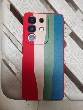 Vintage Red Color Block Silicone Case | Retro Wavy Stripe Design
